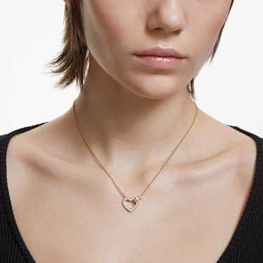 Lovely สร้อยคอ, หัวใจ, ขาว, เคลือบโทนสีทอง - Swarovski, 5636449