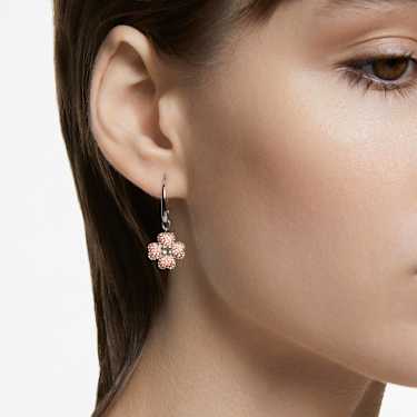 Latisha Oorhangers, Bloem, Roze, Rodium toplaag - Swarovski, 5636485