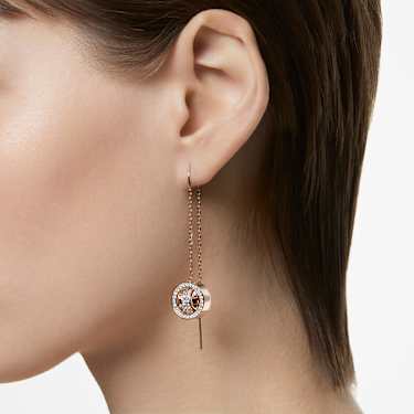 Dextera 水滴形耳环, 长款, 白色, 镀玫瑰金色调 - Swarovski, 5636504