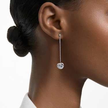 Generation 水滴形耳環, 長, 白色, 鍍白金色 - Swarovski, 5636515