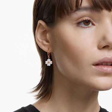 Latisha Oorhangers, Bloem, Wit, Roségoudkleurige toplaag - Swarovski, 5636517