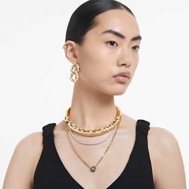 Cercei rotunzi Dextera, Mici, Albi, Finisaj din aur de 18k - Swarovski, 5636530