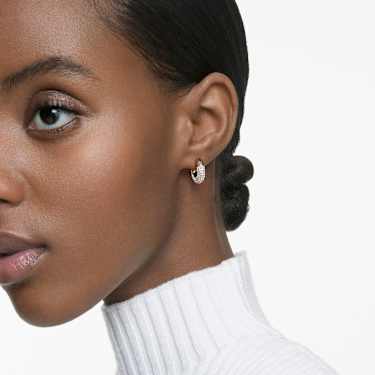 Dextera hoop earrings, Small, White, 18K rose gold finish - Swarovski, 5636531