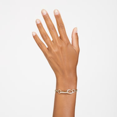 Dextera bracelet, Pavé, Mixed links, White, Gold-tone plated - Swarovski, 5636739