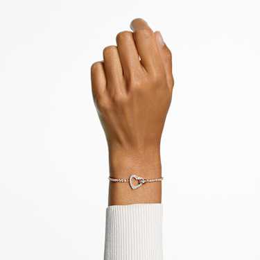 Lovely สร้อยข้อมือ, หัวใจ, ขาว, เคลือบโทนสีทอง - Swarovski, 5636964
