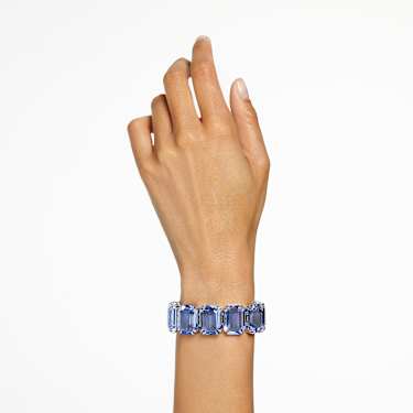 Millenia 手鏈, 超大Swarovski水晶, 八角形切割, 藍色, 鍍白金色 - Swarovski, 5638491