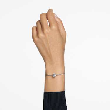 Obročasta zapestnica Una, Osmerokotni rez, Pavé, Bela, Prevleka iz rodija - Swarovski, 5638494