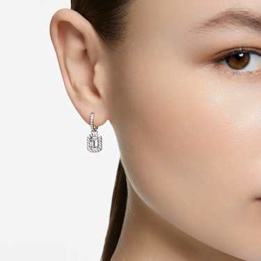 Pendants d'oreilles Una, Taille octogonale, Blanches, Métal rhodié - Swarovski, 5638495