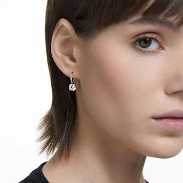 Stilla 水滴形耳环, 圆形切割, 白色, 金色饰面 - Swarovski, 5638802