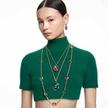 Stilla 耳钉, 梨形切割, 绿色, 镀金色调 - Swarovski, 5639120