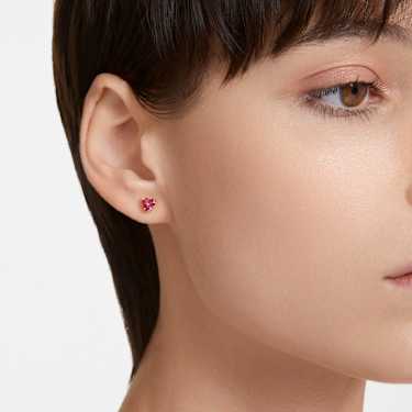 Swarovski Chroma stud earrings Heart Red Gold tone plated