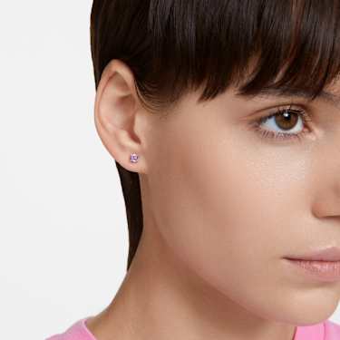 Chroma スタッドピアス, ラウンドカット, パープル, ロジウム・プレーティング | Swarovski