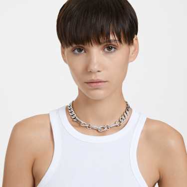 Collana Dextera, Statement, Link misti, Bianca, Placcato rodio - Swarovski, 5639333