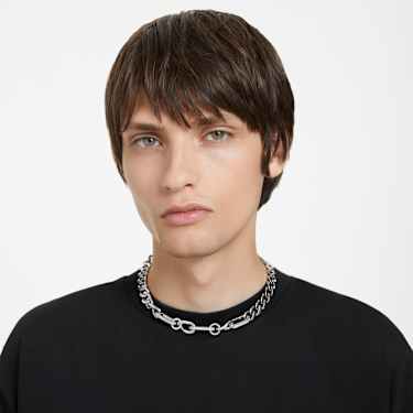 Collana Dextera, Statement, Link misti, Bianca, Placcato rodio - Swarovski, 5639333