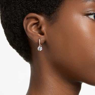 Stilla drop earrings, Round cut, White, Rose gold-tone plated - Swarovski, 5639975