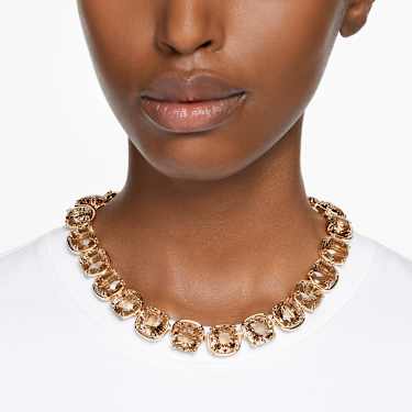 Harmonia choker, Cushion cut, Gold tone, Gold-tone plated - Swarovski, 5640041