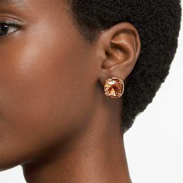 Harmonia stud earrings, Cushion cut, Gold tone, Gold-tone plated - Swarovski, 5640044