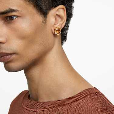 Harmonia stud earrings, Cushion cut, Gold tone, Gold-tone plated - Swarovski, 5640044