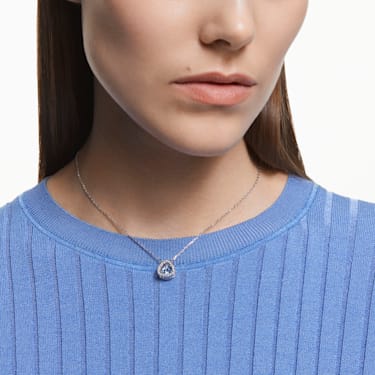 Millenia necklace, Trilliant cut, Blue, Rhodium plated