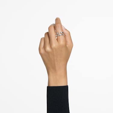 Constella ring, Set (2), Round cut, White, Rhodium plated | Swarovski Constella ring, Set (2), Round cut, White, Rhodium plated | Swarovski