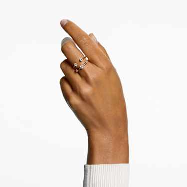 Constella ring, Set (2), Round cut, White, Gold-tone plated 