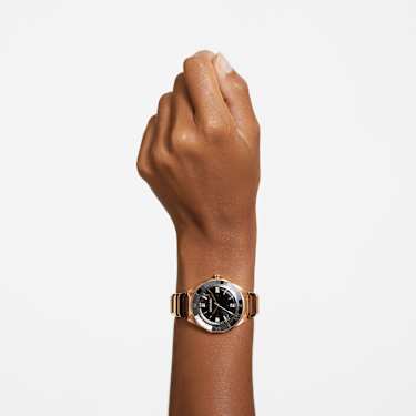 Watch 37mm Swiss Made Metal bracelet Black Rose gold tone finish