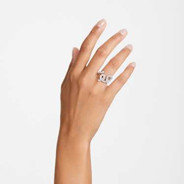 Fluenta ring, Reignited crystals, White, Rhodium plated - Swarovski, 5641375