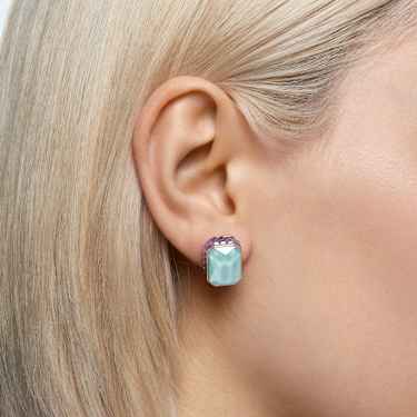Chroma stud earrings, Octagon cut, Multicoloured, Gold-tone plated - Swarovski, 5641406