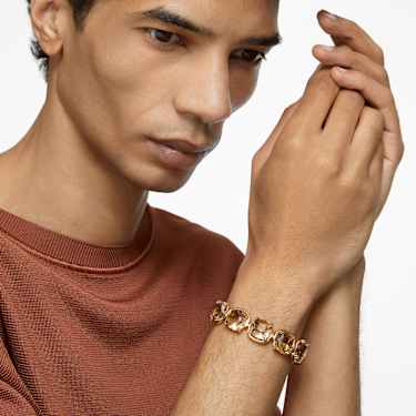Harmonia bracelet, Cushion cut, Gold tone, Gold-tone plated - Swarovski, 5642337