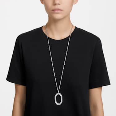 Wisiorek Dextera, Kształt ośmiokątny, Średni, Biały, Powłoka z rodu - Swarovski, 5642388