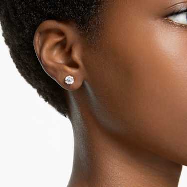 Stilla stud earrings, Round cut, White, Gold-tone plated - Swarovski, 5642595