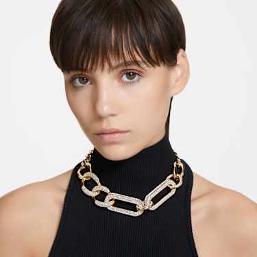 Dextera 네크리스, 스테이트먼트, 믹스 링크, 라지, 화이트, 골드 톤 플래팅 - Swarovski, 5642605