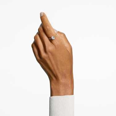 Stilla cocktail ring, Round cut, Pavé, White, 18K gold finish - Swarovski, 5642621