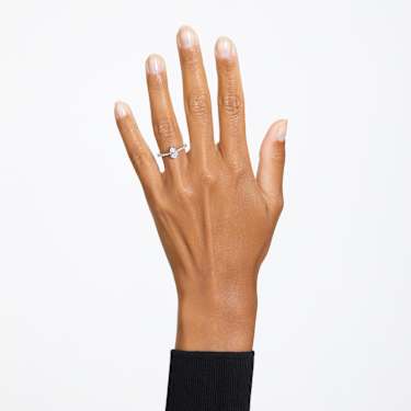 Stilla cocktail ring, Pear cut, Pavé, White, Rhodium plated - Swarovski, 5642632