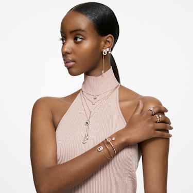 Anillo de cóctel Stilla, Talla redonda, Pavé, Blanco, Baño tono oro rosa - Swarovski, 5642646