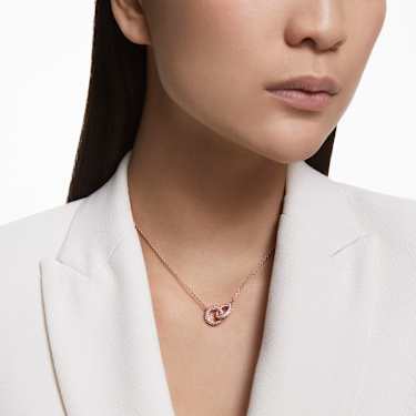Dextera ketting, Verstrengelde cirkels, Roze, Roségoudkleurige toplaag - Swarovski, 5642884