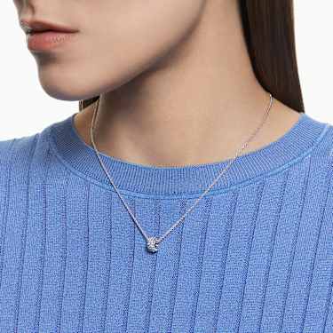 Stone pendant Blue Rhodium plated Swarovski