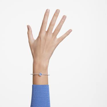 กำไล Una, ใบโคลเวอร์, น้ำเงิน, เคลือบโรเดียม - Swarovski, 5642922