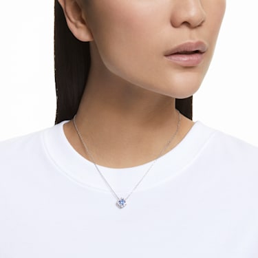 Swarovski Sparkling Dance necklace, Clover, Blue, Rhodium plated - Swarovski, 5642927