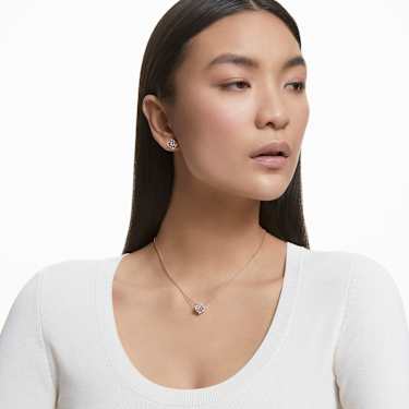 Una set, Mixed cuts, Clover, White, Rose gold-tone plated - Swarovski, 5642930