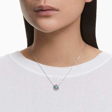 Idyllia pendant, Mixed cuts, Sun, Green, Rhodium plated - Swarovski, 5642963