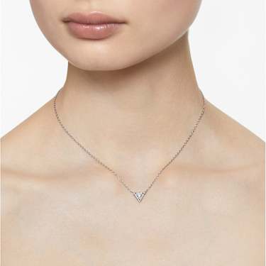 Stilla necklace, Triangle cut, White, Rhodium plated - Swarovski, 5642983
