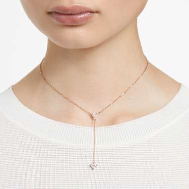 Stilla Y形項鏈, 三角形切割, 白色, 鍍玫瑰金色調 - Swarovski, 5642984