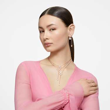 Stilla Y形項鏈, 三角形切割, 白色, 鍍玫瑰金色調 - Swarovski, 5642984