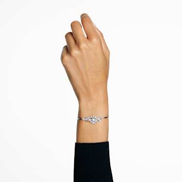Swarovski stone bangle white rhodium shop plated