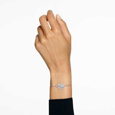 Pulsera Gema, Tallas mixtas, Flor, Blanca, Baño de rodio - Swarovski, 5644684