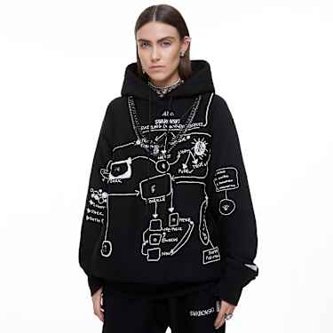 Felpa con cappuccio ADVISORY BOARD CRYSTALS, Dazzling Colorless Objects, Nera - Swarovski, 5644720