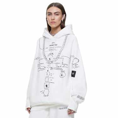 Hoodie ADVISORY BOARD CRYSTALS, Gray Objects Displaced by Refraction, Alb - Swarovski, 5644727