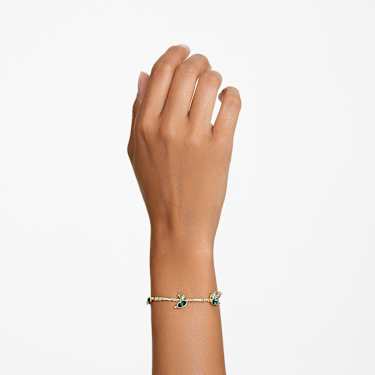 Dellium bracelet Bamboo Green Gold tone plated Swarovski