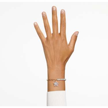 Stella 手链, 密镶, 星星, 白色, 镀玫瑰金色调 - Swarovski, 5645461